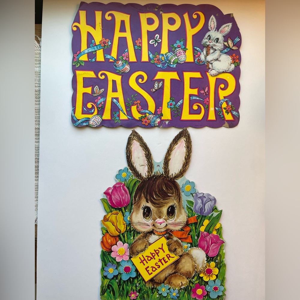 Vintage Easter die cardboard cutouts. Total two.